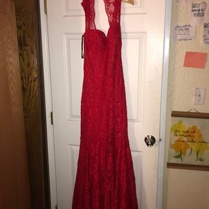 Red mermaid prom dress